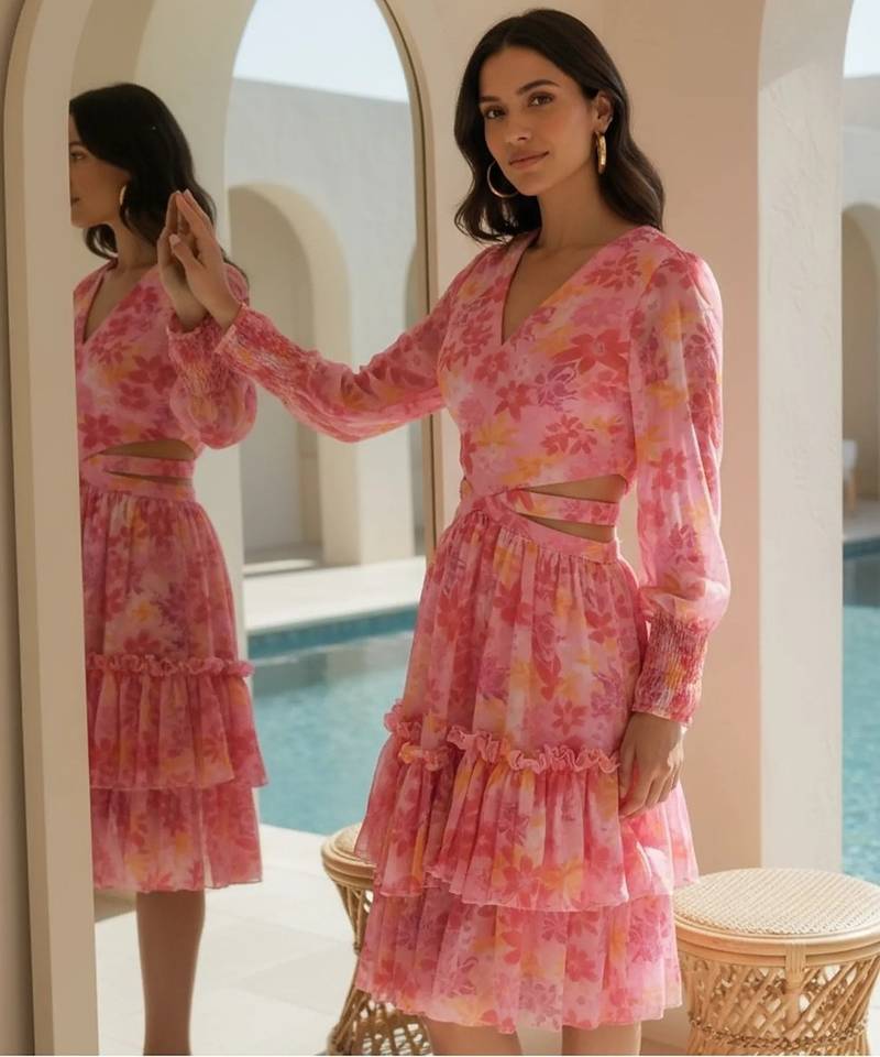 Petals cut out midi dress