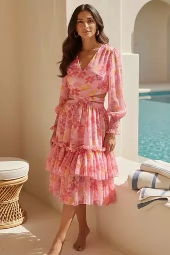 Petals cut out midi dress