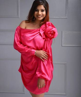 Majisha blush pink satin dress 3