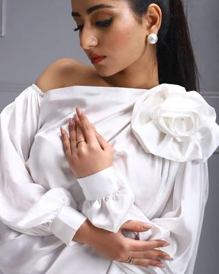 White satin flower dress 4