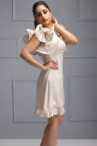 Satin ruffle dress