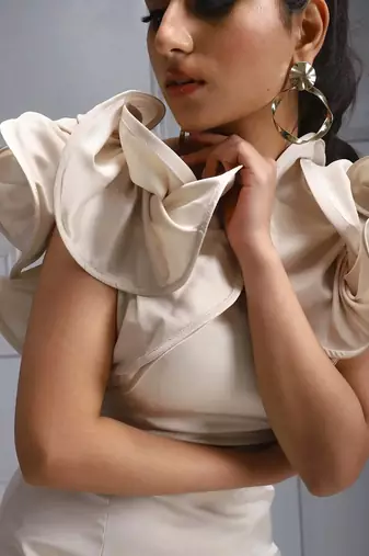 Satin ruffle dress