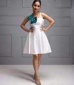 White teal bow party dress