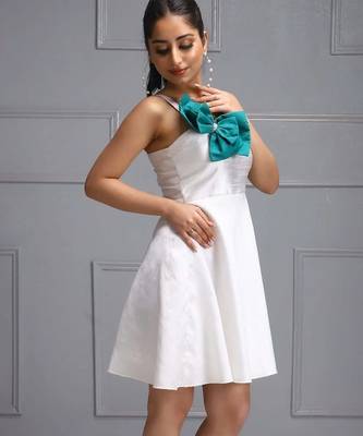 White teal bow party dress 2