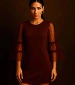 Maroon sheer sleeve dress