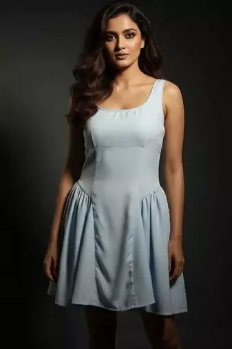 Powder bloom fit flair dress