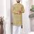yellow cotton digital print kurta set for men
