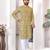 yellow cotton digital print kurta set for men