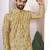 yellow cotton digital print kurta set for men