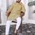 yellow cotton digital print kurta set for men
