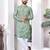 light green cotton digital print kurta set for men