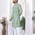 light green cotton digital print kurta set for men