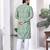 light green cotton digital print kurta set for men