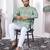 light green cotton digital print kurta set for men