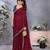 Maroon soft silk crush saree with sequence embroidery work and contrast blouse piece