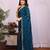 Teal soft silk crush saree with sequence embroidery work and contrast blouse piece