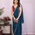Teal soft silk crush saree with sequence embroidery work and contrast blouse piece