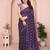 Purple crunchy crush silk saree with embroidery work and contrast printed blouse piece