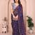 Purple crunchy crush silk saree with embroidery work and contrast printed blouse piece