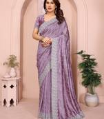 lavender silk tissue saree with sequin embroidery