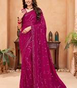 Heavy georgette double run sequence work saree with Blouse piece