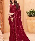 Heavy georgette double run sequence work saree with Blouse piece