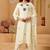cream rayon embroidered kurti set with dupatta & pants