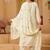 cream rayon embroidered kurti set with dupatta & pants