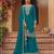 Teal blue faux georgette semi stitched suit with embroidery & sequence work