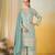 Sky blue georgette free size stitched suit with embroidery & sequence work