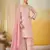 Pink georgette free size stitched suit with embroidery & sequence work