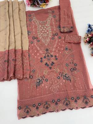 peach silk embroidered salwar kameez set 2