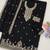 Black faux georgette semi stitched suit with embroidery & sequence work