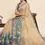 Elegant cream floral and swan print linen blend saree with unstiched blouse piece