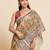 Elegant multicolor floral and swan print linen blend saree with unstiched blouse piece