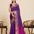 Women's purple zari striped two tone pallu silk blend saree with rich border and unstiched blouse piece