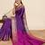 Women's purple zari striped two tone pallu silk blend saree with rich border and unstiched blouse piece