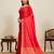 graceful red silk blend saree with gold zari border and striped pallu with unstiched blouse piece