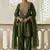 Dark-green embroidered cotton silk salwar suit