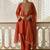 Dark-orange embroidered cotton silk salwar suit