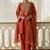 Dark-orange embroidered cotton silk salwar suit
