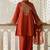 Dark-orange embroidered cotton silk salwar suit