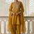 Dark-yellow embroidered cotton silk salwar suit
