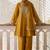 Dark-yellow embroidered cotton silk salwar suit