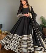 Black rayon  party wear embroidery anarkali   suit set