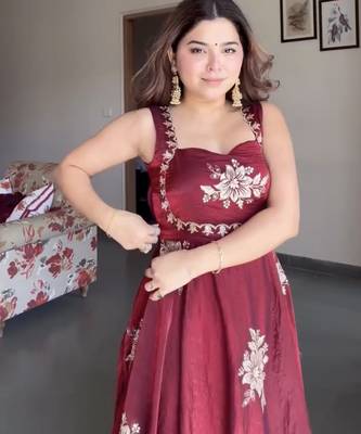 Maroon fandy silk  party wear embroidery anarkali   suit set 4