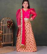 girls pink lehenga choli set with embroidery