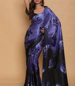 Printed Satin Saree With Blouse Piece