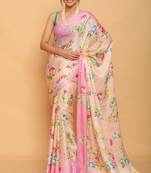 Printed Satin Saree With Blouse Piece