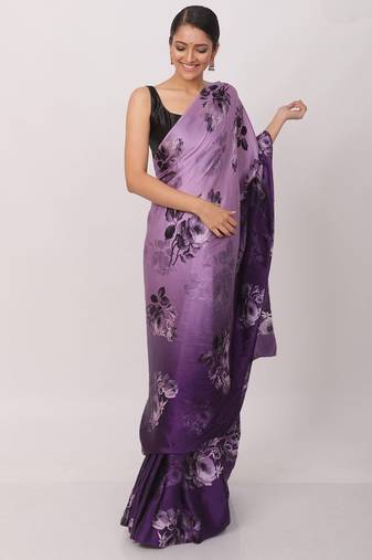 Printed Satin Saree With Blouse Piece